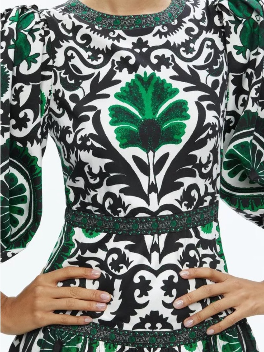 Alice+Olivia 2 Puff Sleeve Mini Floral Geometric Print Tiered Fall Flirty Preppy - Picture 5 of 13